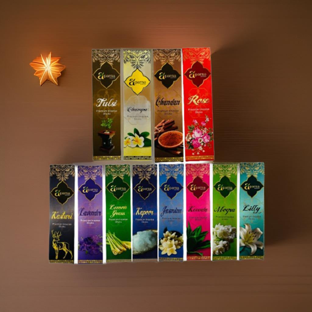 Charcoal Free: Combo Incense Sticks Pack - 12 Boxes Fragrance Collection