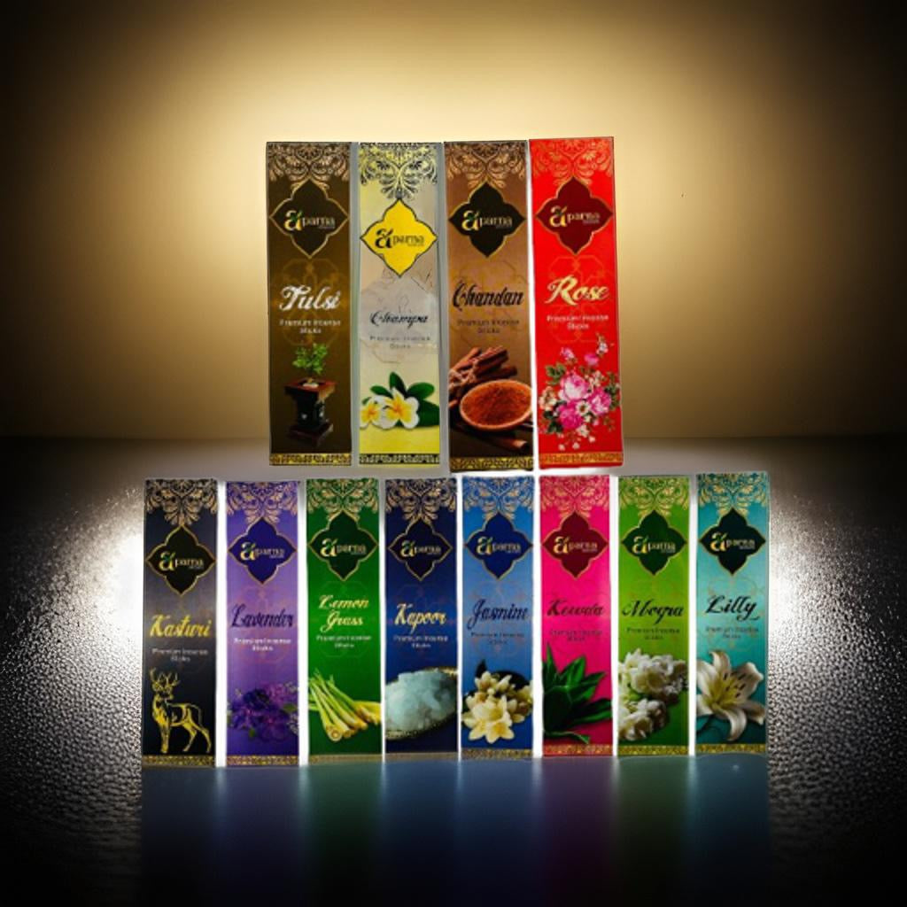 Charcoal Free: Combo Incense Sticks Pack - 12 Boxes Fragrance Collection